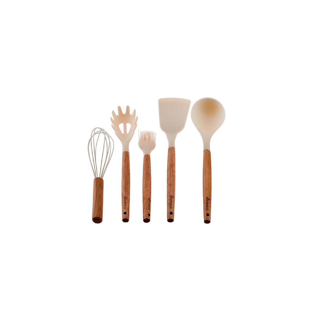 Darcy New, 12 предметов, силиконовый наконечник, ручка из бука, бежевый