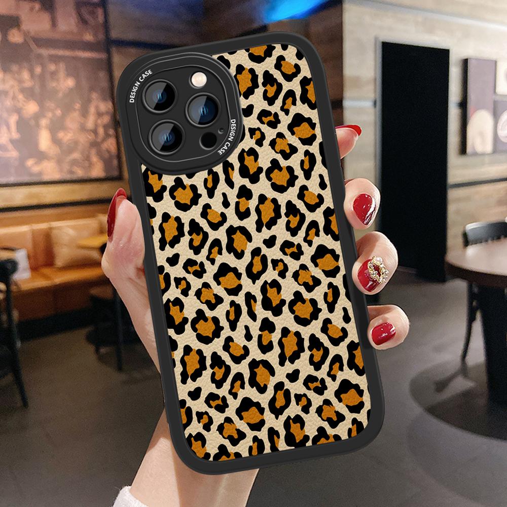 Slim Fashion Popular Tide Leopard Grain Leather Back Casing PU Leather Cover Phone Case for OPPO Reno Realme OnePlus