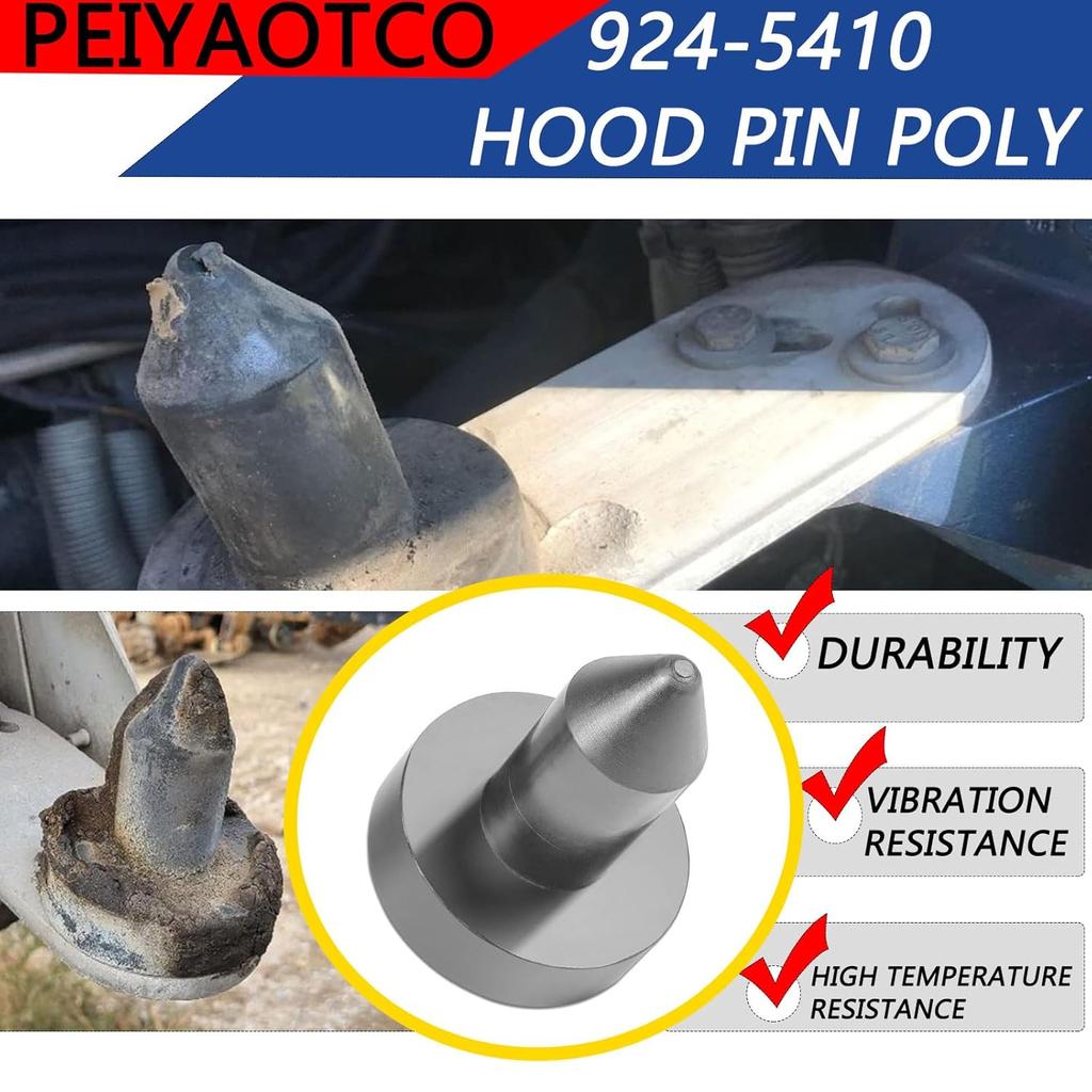 924-5410 Hood Pin Poly for Kenworth T2000, T400, T440, T450, T470, T600, T600A, T660, T800, W900 Replaces # K179-528 K179D450 K066-218 2PACK