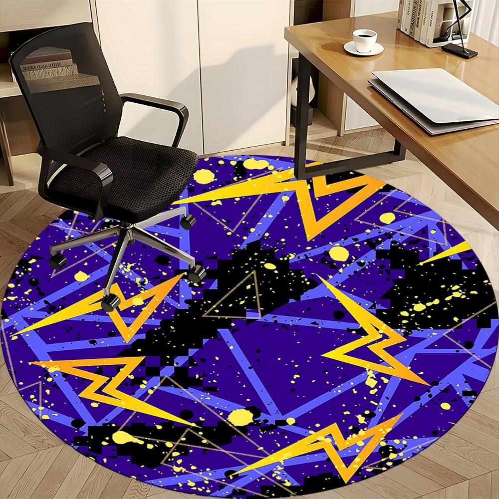 1pc Abstract Geometric Pattern Carpet, Round Non Slip Durable Large Size Office Carpet, Suitable for Office