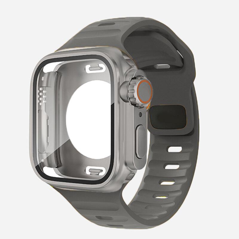 Водонепроницаемый чехол 360 + силиконовый ремешок для Apple Watch 9 8 7 Обновление внешнего вида ремешка Ультра 49 мм Iwatch Серии 8 7 6 SE 5 4 3 2 1