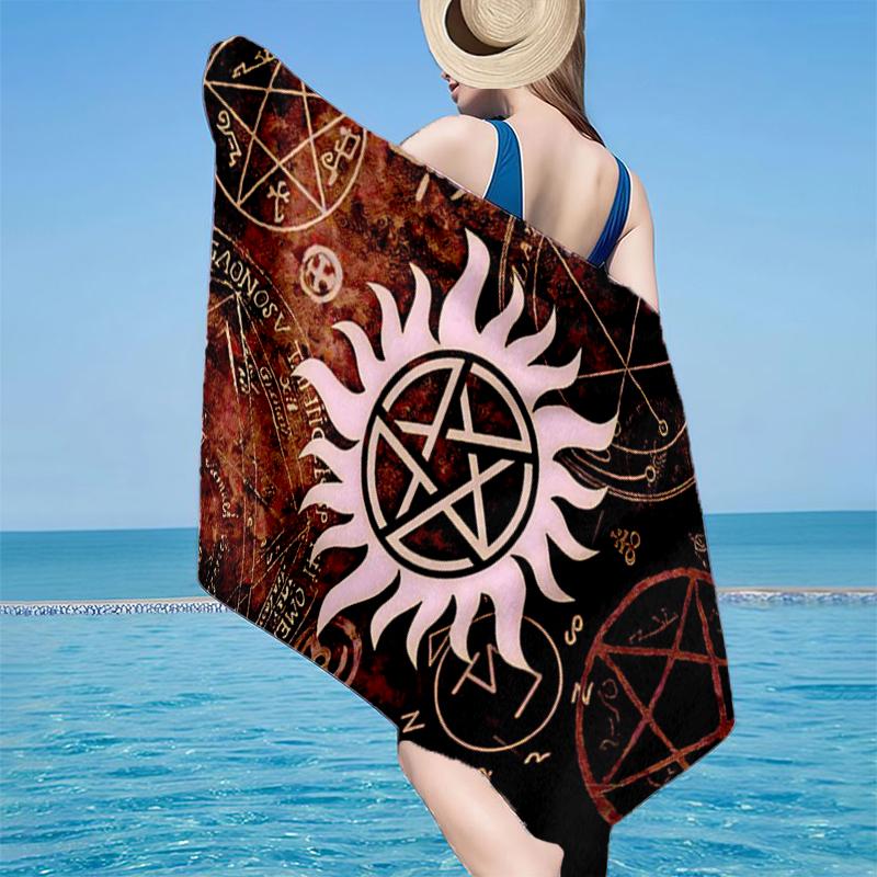 Natural Symbolism Beach Towel, Super Soft Microfiber, Gift for Her/Him, Birthday, for Pool, Beach, Travel, Home Decor Fan gifts