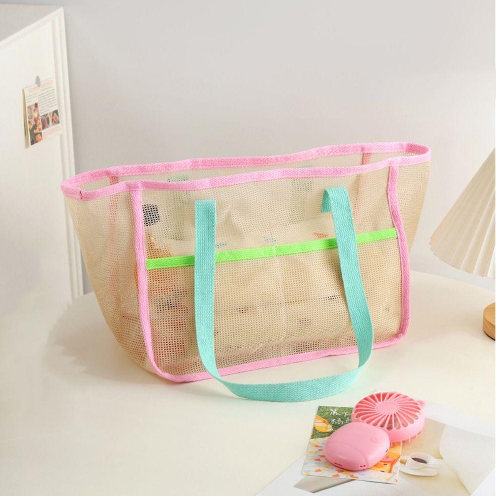 Breathable Shower Tote Bag Foldable Beach Storage Bag Durable Mesh Beach Bag Outdoor Activities