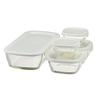 Stackable Glass Container Mini Square Set of 5 Heat-Resistant + Bowl, (KSTL-3508-OW)