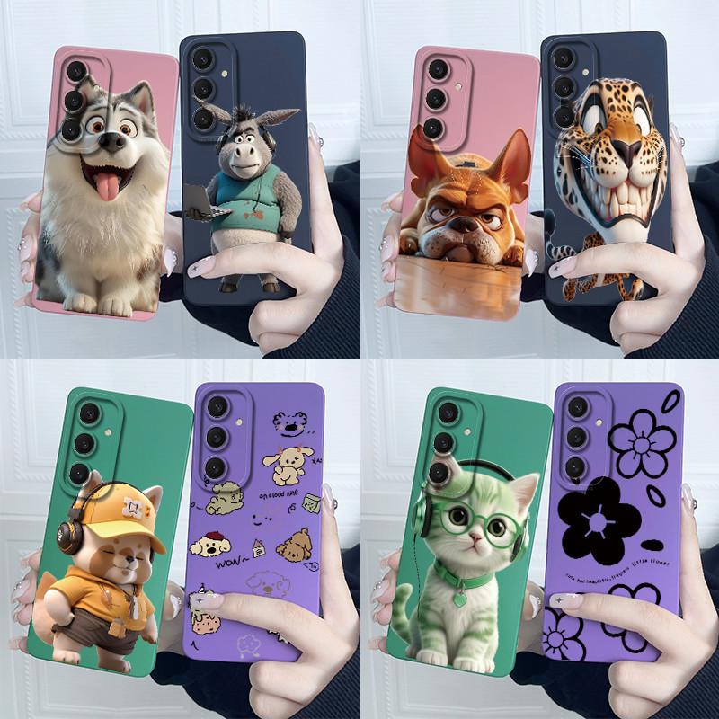 Funny Cool Cat Dog Silicone Phone Case For Samsung Galaxy A16 A26 A36 A56 5G Bumper Matte Protective Soft Back Cover Shell Capas