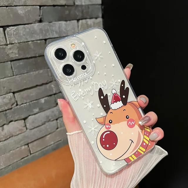 Прозрачный чехол для телефона из ТПУ в рождественский подарок для iPhone 15 Pro Max 14 13 12 11 «ангельские глазки 15» противоударный силиконовый мягкий чехол