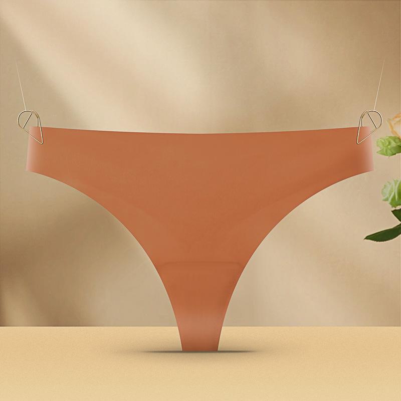 Европейские и американские женские бесшовные стринги из ледяного шелка с низкой талией