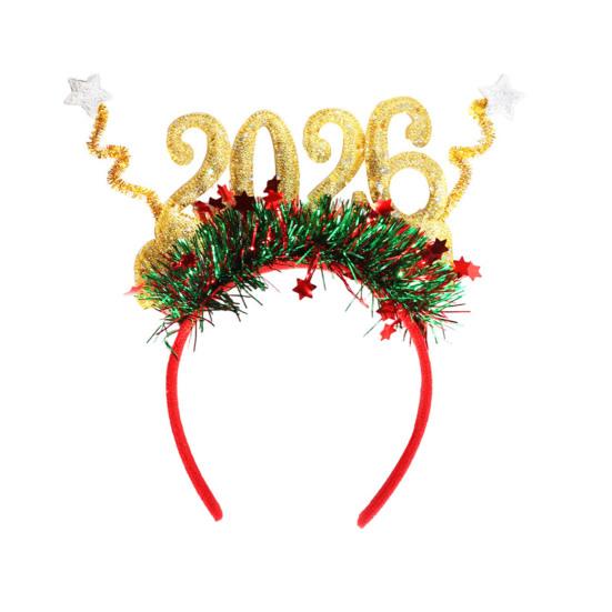Ободок на голову «2026 Новый год» с логотипом в виде цифр, красочный дизайн, обруч для волос, праздничный аксессуар для празднования Нового года