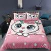 Cartoon Cute Cat Bedding Set,Duvet Cover Comforter Bed Set Quilt Cover Pillowcase,King Queen Twin Size Boys Girls Adultse