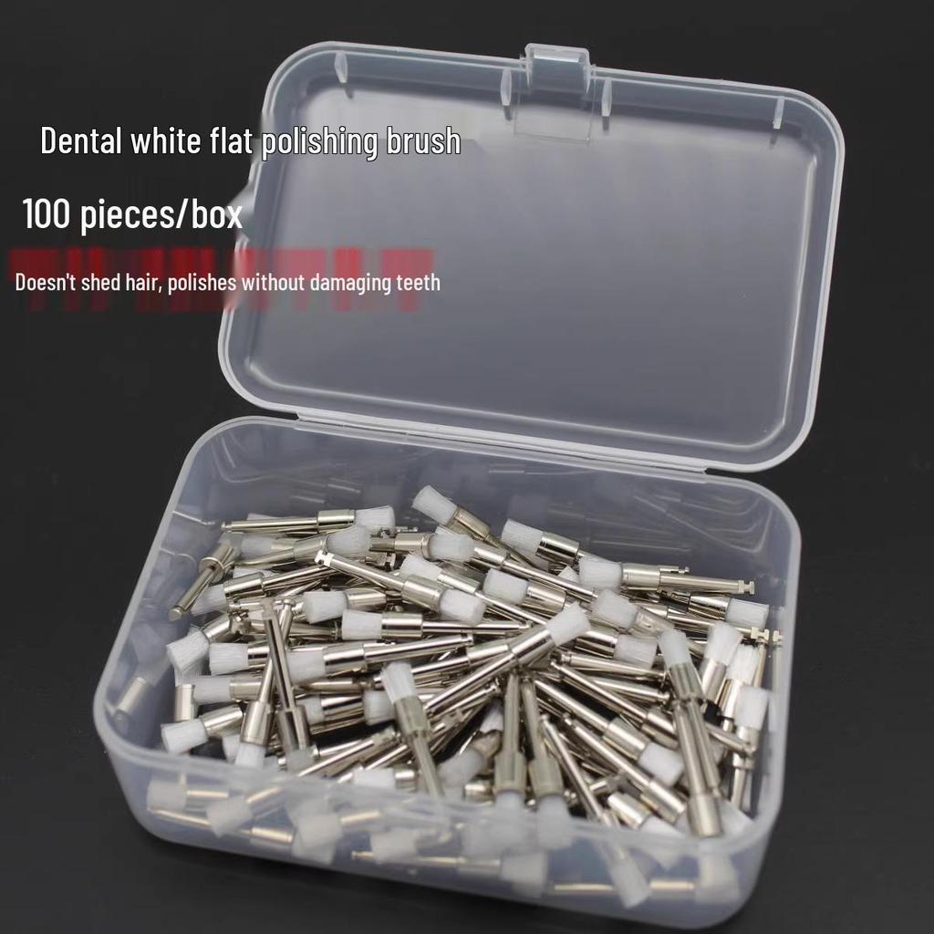 Dental Polishing Brush Set - Bowl-Shaped, Hollow Mandrel, Flat Head, 100 Pcs, Colored.