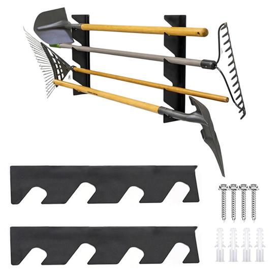 1 Pair Garden Tool Organizer Storage Rack 100lbs Load-capacity Wall Mount Garden Tool Metal Hanging Rack Storage Shelf
