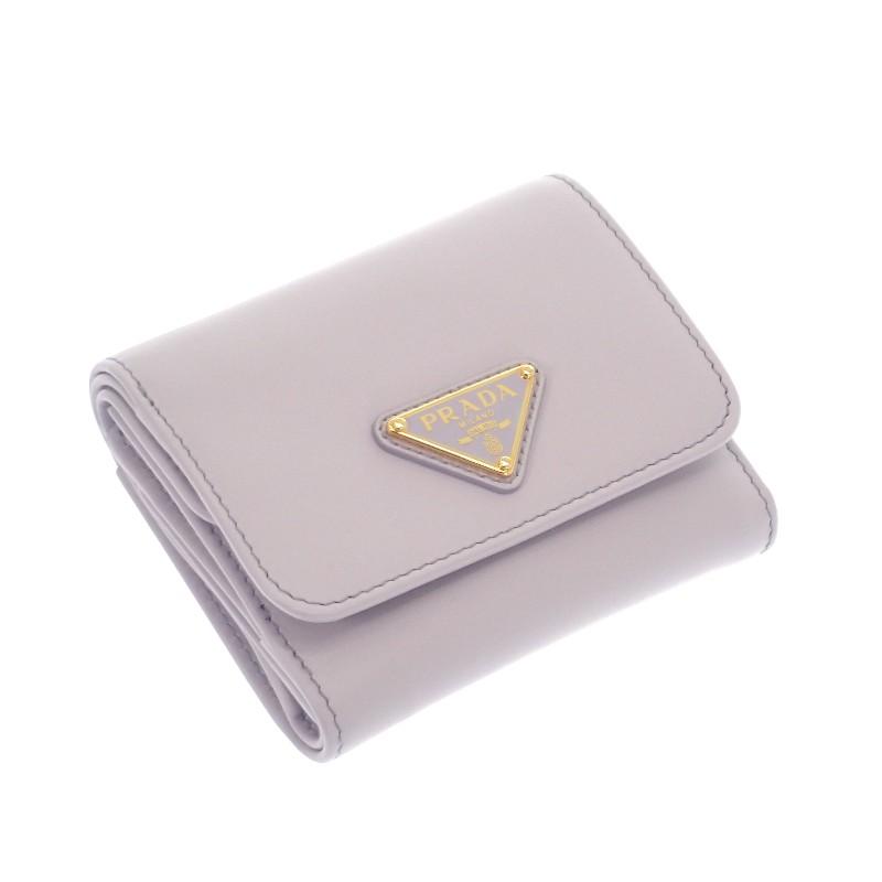 PRADA  1MH043_2CNP_F0230 Tri-fold wallet purple/Glycine Calfskin Women