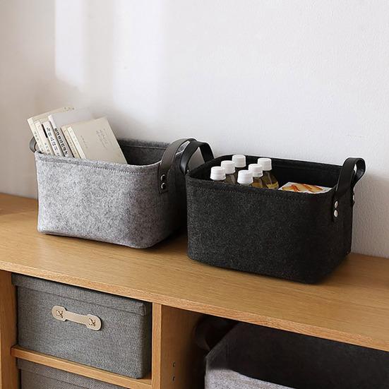 Felt Storage Basket Large Capacity Foldable Organizer with Sturdy Handles for Clothes