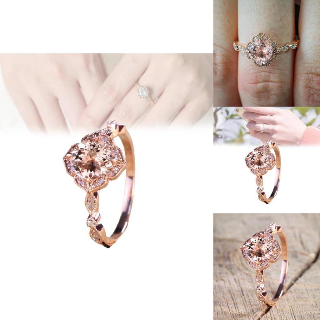 Stunning Pink Zirconia Micro Pave Princess Engagement Ring 18k Rose Gold Plated