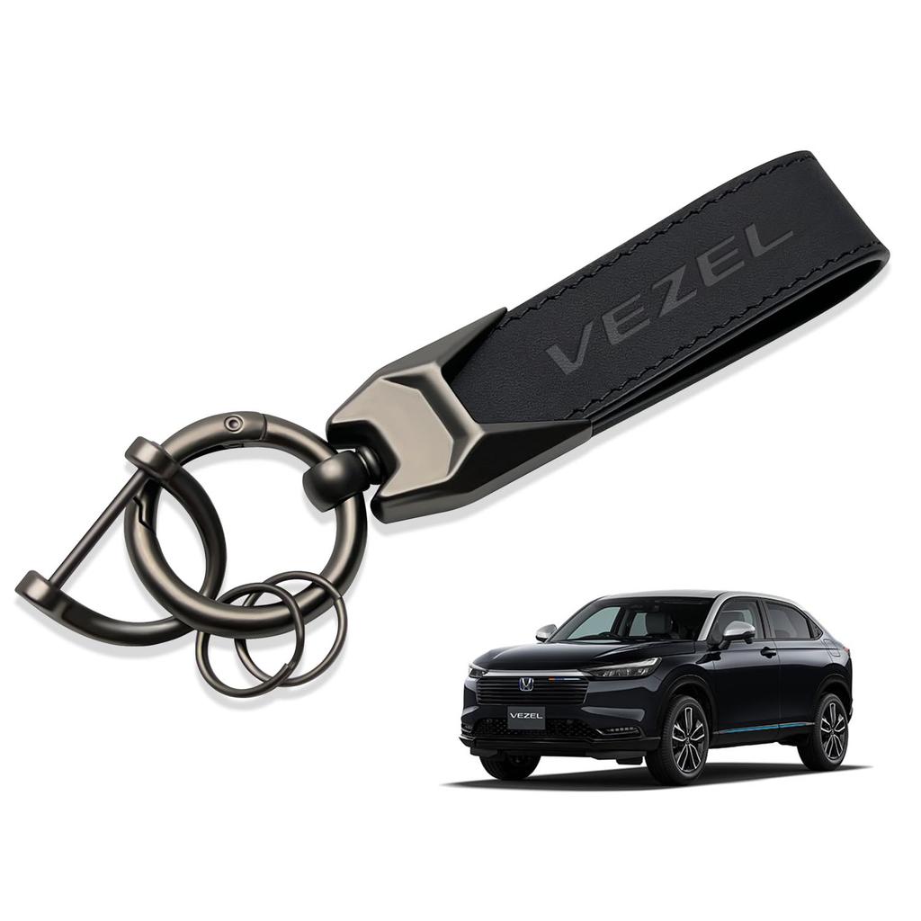 VEZEL RV Series RV3 RV4 RV5 RV6 Compatible Genuine Leather Car Key Holder Key Ring Key Chain Car Logo Embossed Carabiner Strap Feels Good To the Touch