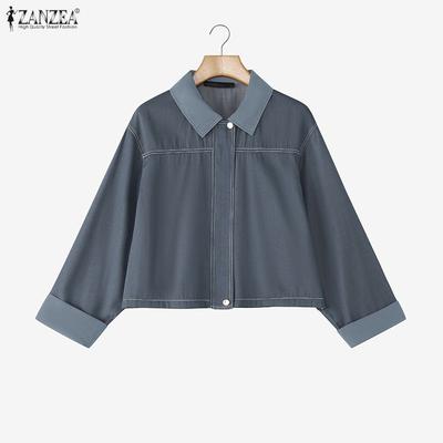 Женская блузка с отложным воротником и длинными рукавами, с комбинированной отделкой, в повседневном стиле