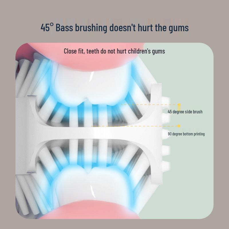 Children's U-Shaped Electric Toothbrush with Sonic USB Charging, Soft Silicone Bristles, and Baby Tooth Protection