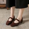 Женские туфли Marie Janes с квадратным носком и замшей, модные туфли на низком каблуке, женская обувь на осень 2025 года, новые элегантные туфли-лодочки для вечеринок Zapatos Mujer