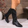 Shoes for Women  New Slip-on Women's Boots Fashion Rivet Modern Boots Women Sexy Pointed Toe Knee-High High Heels Zapatos