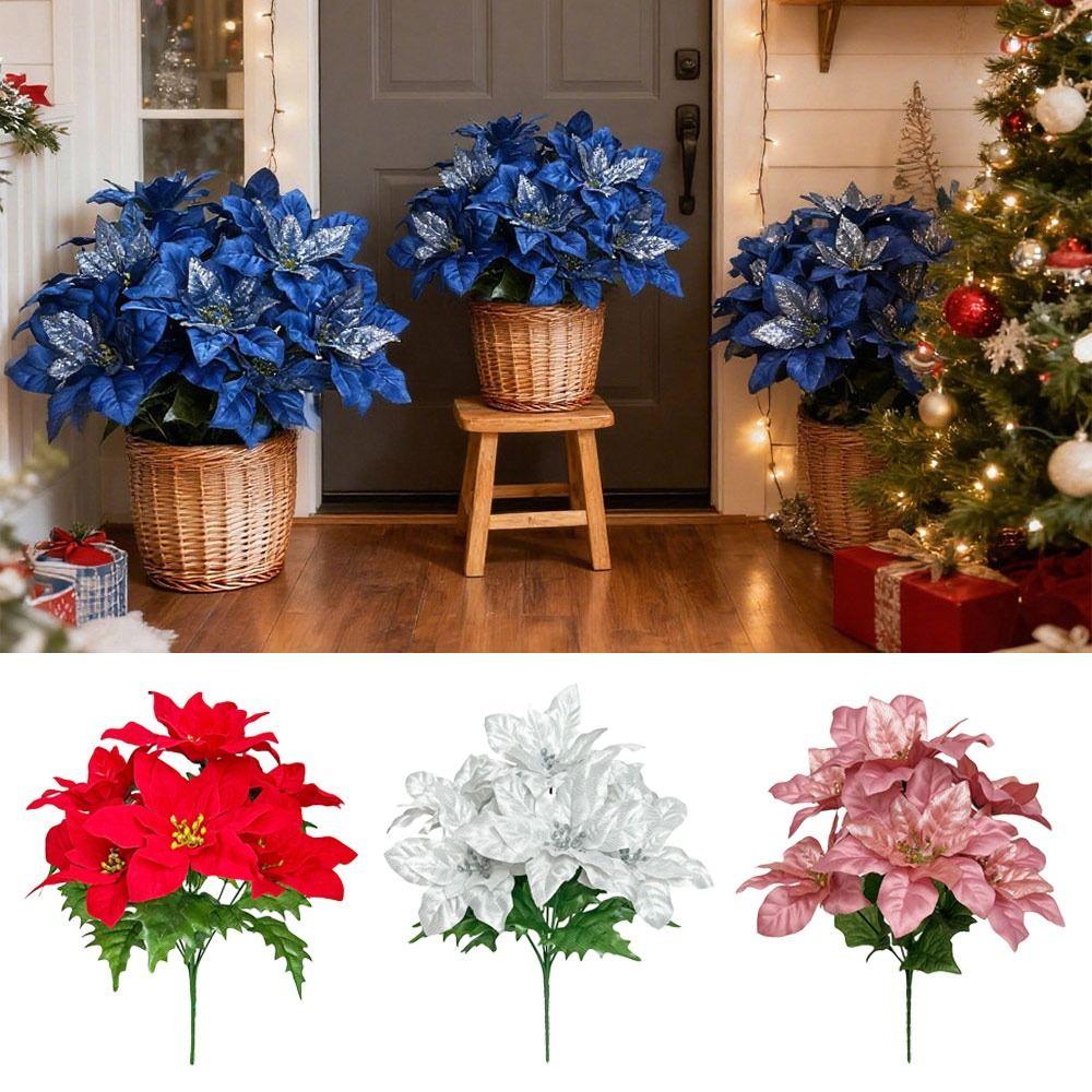 Gold Red Chirstmas Flower Bouquets DIY Xmas Flower Bouquets Home Decoration