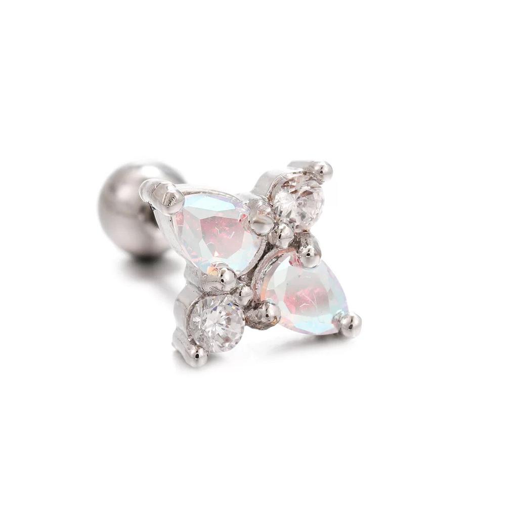 Новый дизайн, маленькие серьги-гвоздики из нержавеющей стали с цирконом, женские серьги-гвоздики с геометрической геометрией, спираль на козелок, хрящ, звезда, серьги, ювелирные изделия для пирсинга, 1 шт.