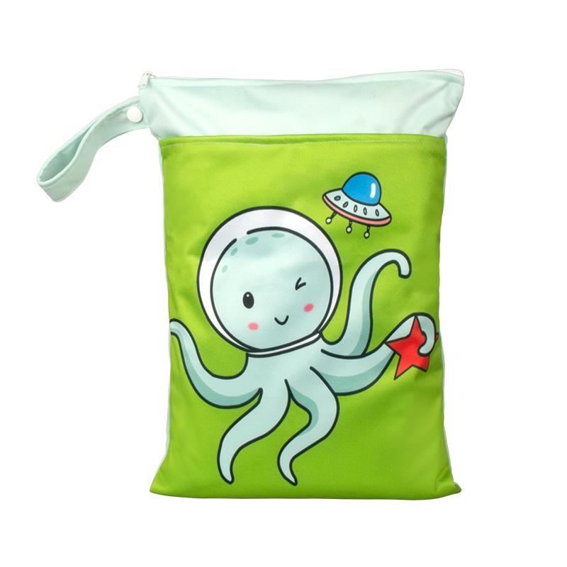 25x35CM Waterproof Double Zipper Double Pocket Printed Diaper Bag