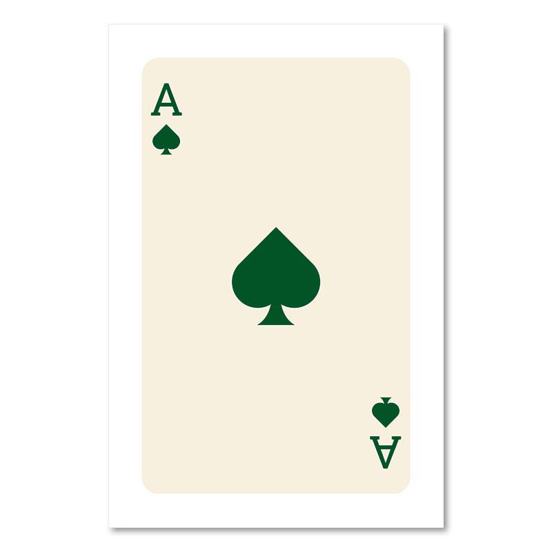 Забавный постер на холсте Lucky You, модный ретро-зеленый постер с тузом, настенное искусство, скандинавский покер, картина для спальни, гостиной, домашний декор
