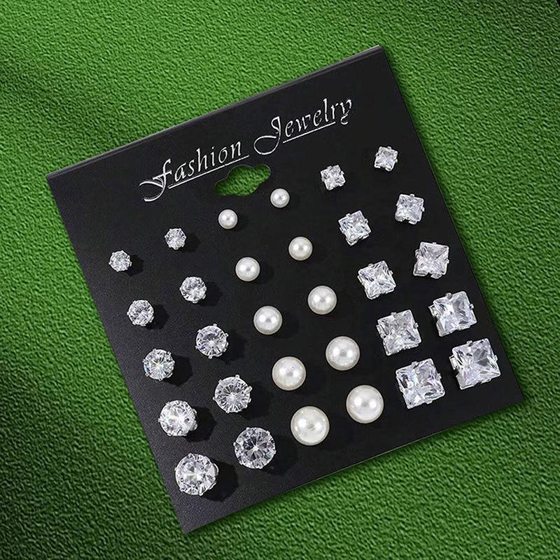1Set Shiny Simple Wedding Stud Earrings Set For Women Men Luxury Stud Earrings Jewelry Accessories Gifts