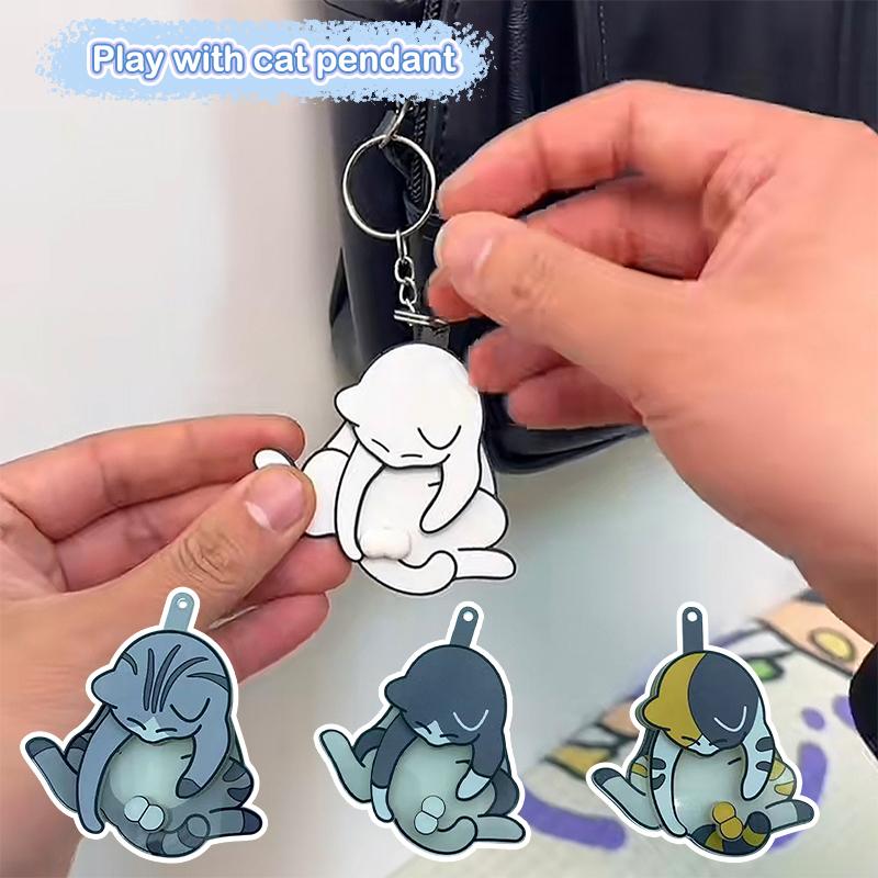 Творческий брелок-подвеска в виде яйца-кошки, милый и забавный вращающийся акриловый брелок для сумки, аксессуар для женщин, брелок для сумки