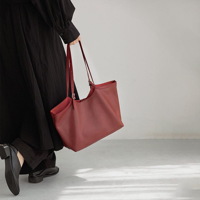 VENOF Красная сумка кроссбоди из коровьей кожи серии Ark для невесты, большая сумка-тоут в стиле ретро из кожи полного зерна