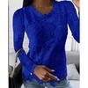 Women's Round Neck Solid Lace Long Sleeve Top