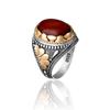 Natural Agate Stone Classic Turkish Style 925 Sterling Silver Men's Ring