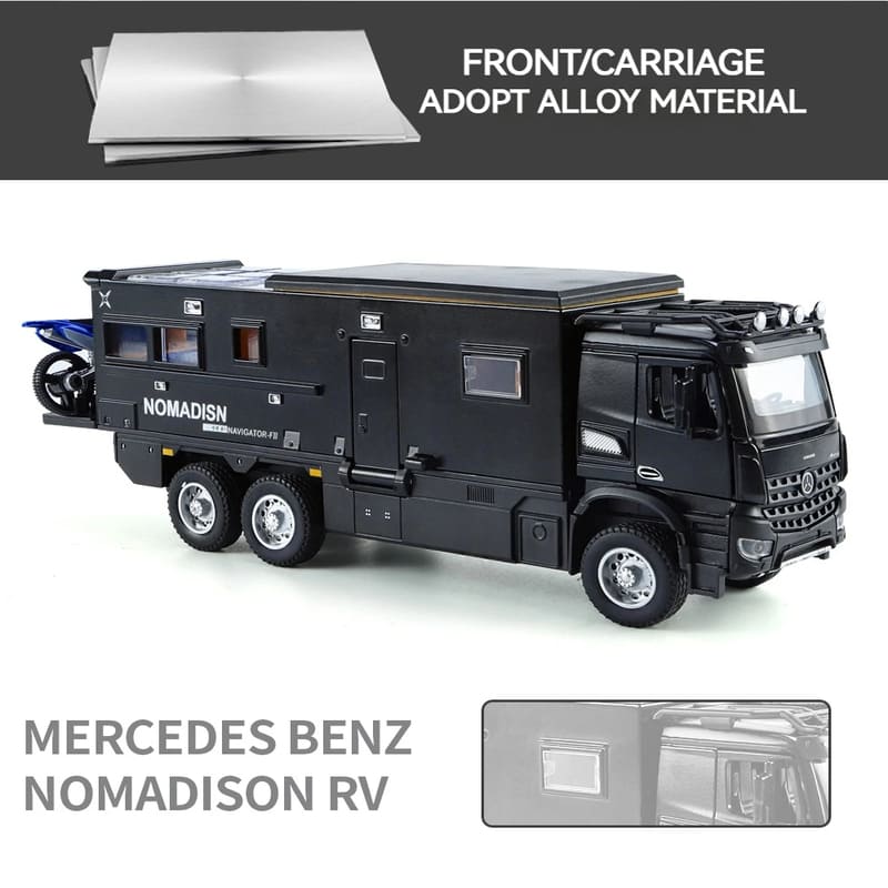 1:24 Mercedes Benz Camper RV Caravan игрушечная модель автомобиля литой игрушечный грузовик с инерционным механизмом модель игрушечного автомобиля со звуком и светом подходит для детей мальчиков девочек