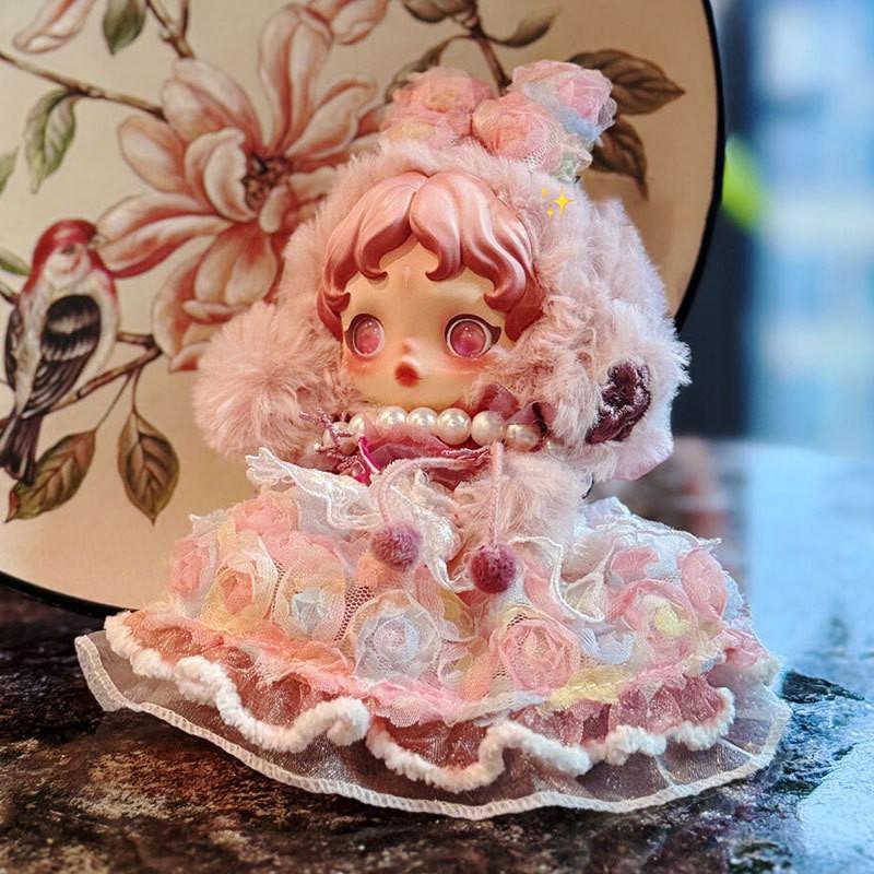 SKULLPANDA Winter Symphony Series Doll Outfit - Orange Lace Lolita Dress With Bow Necklace 14 Collectible Figures