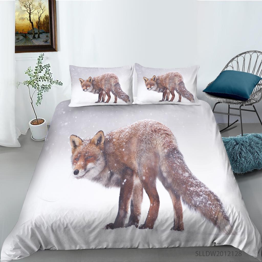 3D Fox Pattern Home Bedding Set Bedroom Quilt Cover Pillow Case Extra Large Full Size Bedding Set Home Decoration Gift
