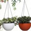 2-Pack 15.75inch Imitation Rattan Hanging Basket Flower Pot Chain with 3 Hooks Basin Hydroponic Plants Plant Grow Basin Home Garden Decor