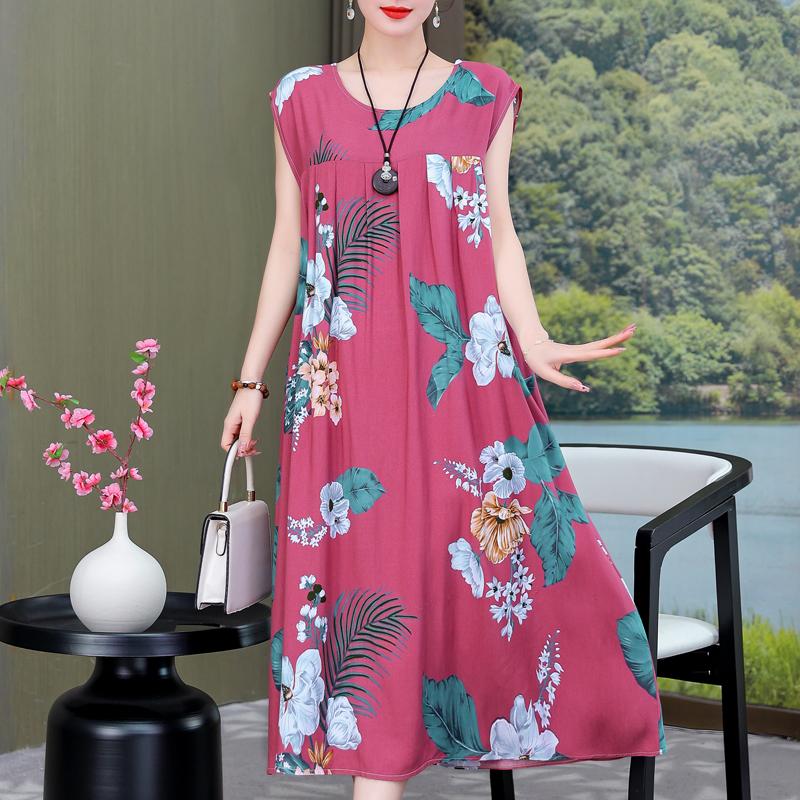 Летнее винтажное платье больших размеров, женские свободные повседневные элегантные длинные платья без рукавов большого размера