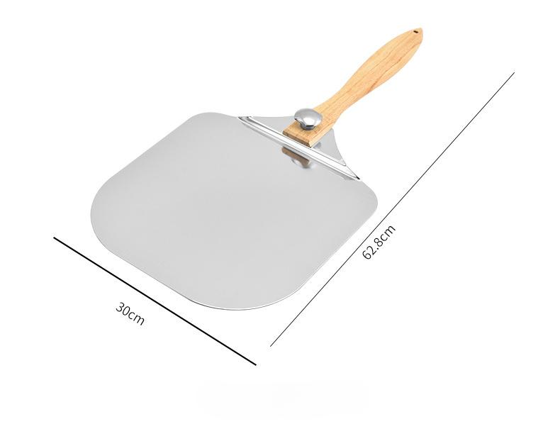 Перфорированная алюминиевая лопатка для пиццы со съемной резиновой деревянной ручкой – легкая лопатка для пиццы для удобного перемещения