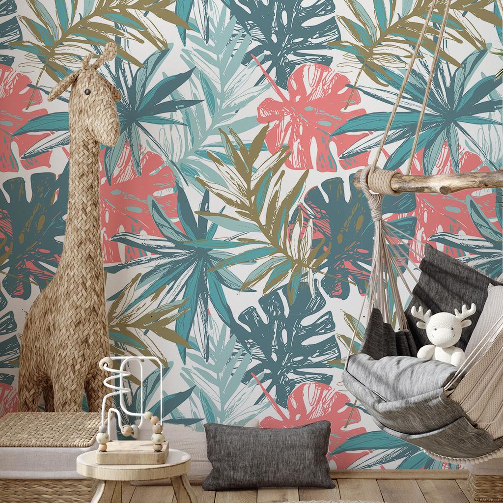 Растение Цветок Текстура Абстрактная Наклейка на Стену Самоклеящаяся Тикток Наклейка на Стену для Спальни Дома Наклейка Обои