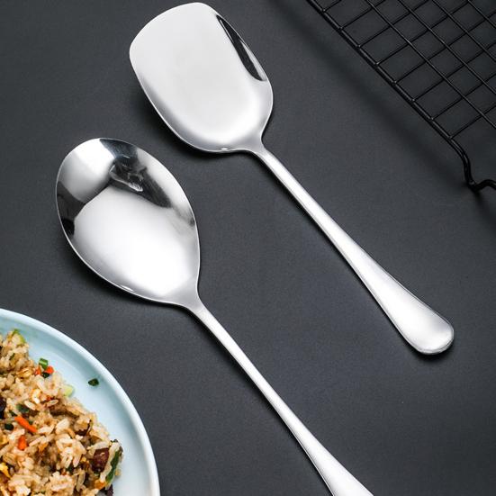 Big Spoon Long Handle Comfortable Grip Ladling Stainless Steel Buffet Dinner Large Size Serving Spoon