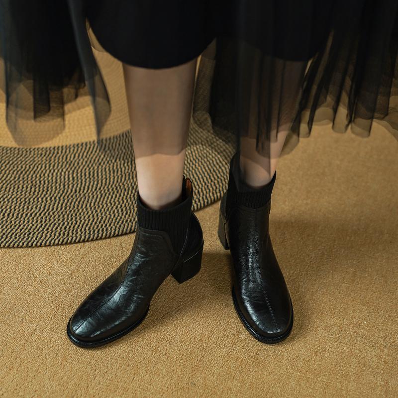 2024 Новые осенне-зимние базовые женские ботильоны из натуральной кожи, качественные офисные рабочие туфли для женщин, лаконичные