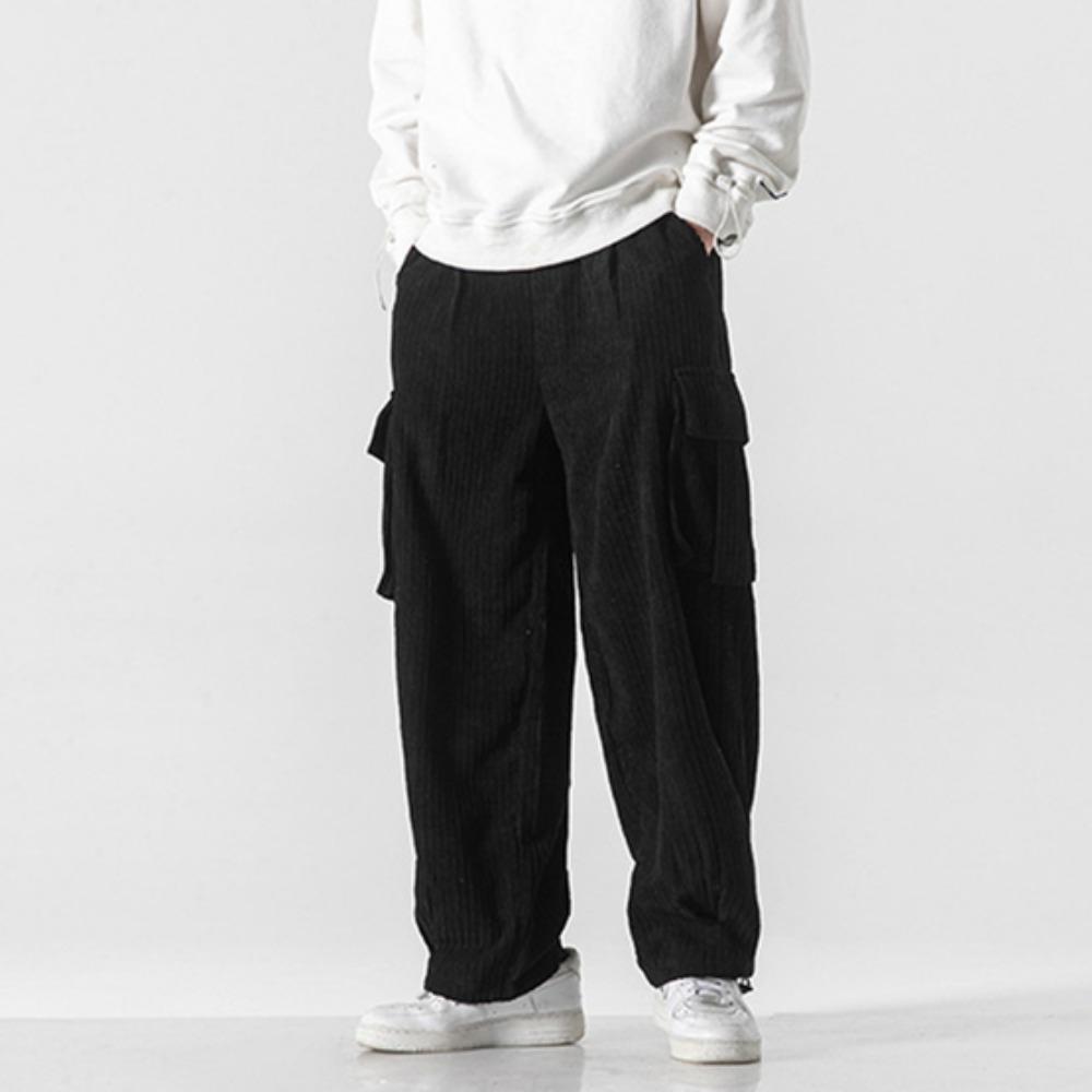 Autumn Casual Men's Pants Korean Version Corduroy Solid Color Overalls Street Wide-leg Pants Trend Large Size All-match Pants