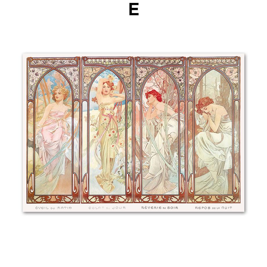 Goddess Alphonse Mucha Les Saisons Wall Art Poster Print Canvas Painting Nordic Vintage Pictures Living Room Home Decoration