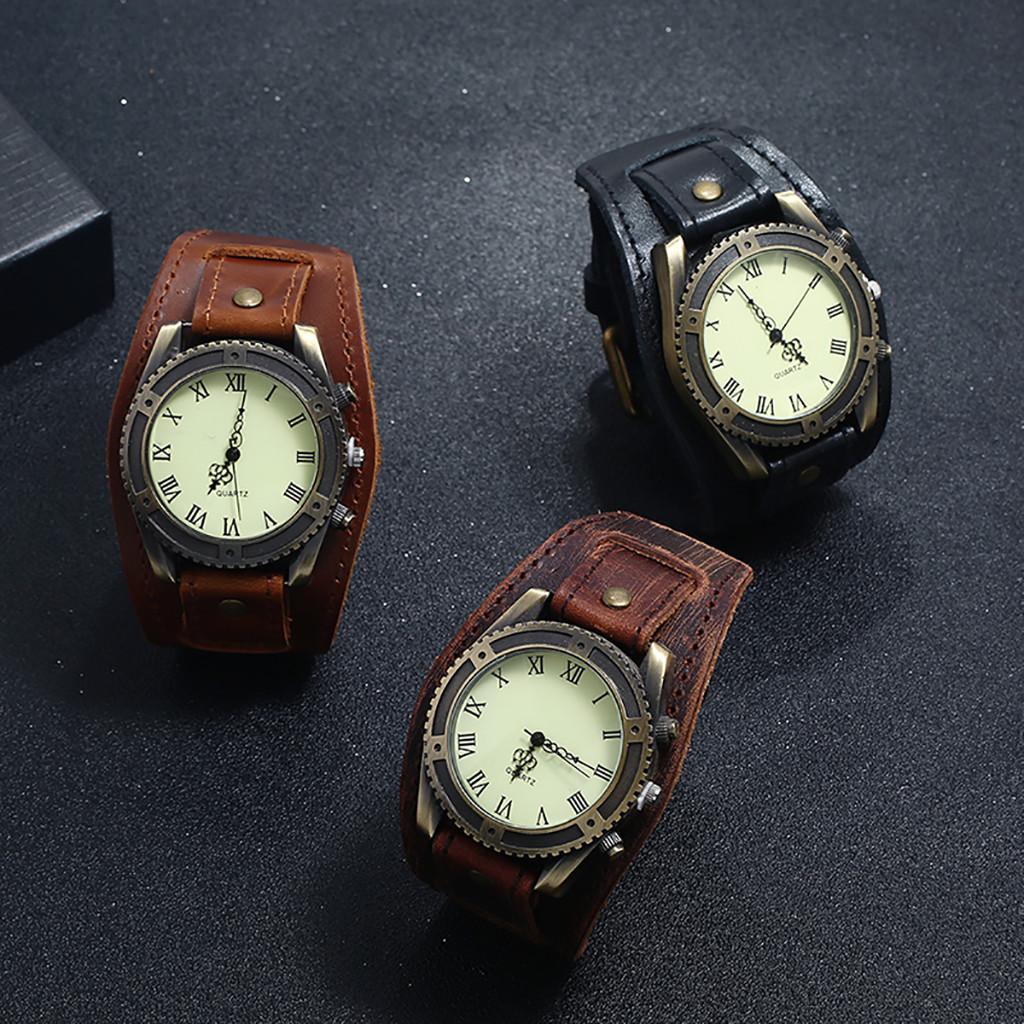 Men Punk Retro Fashion Pin Buckle Strap Leather Watch