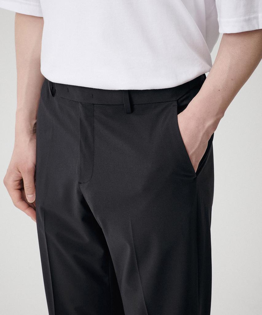 MUSINSA STANDARD [Cooltandard] Semi-Wide Hidden Banding Slacks [Dark Gray]