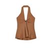 Summer New Women clothes Gold Inlaid A- line Short Skirt Hem Neck Collar Knitted Top 9598012