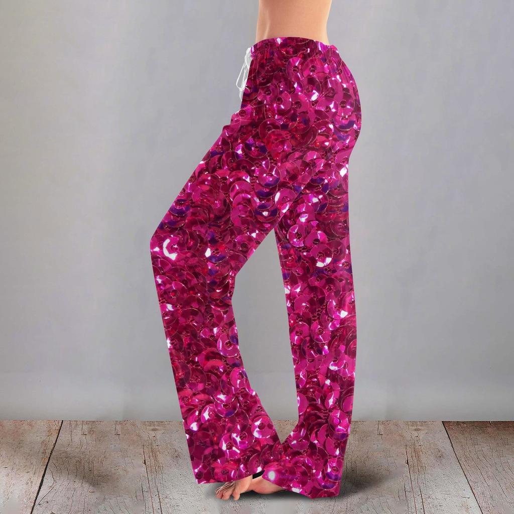 Женские милые брюки с цветочным принтом на завязках, повседневные пижамные брюки