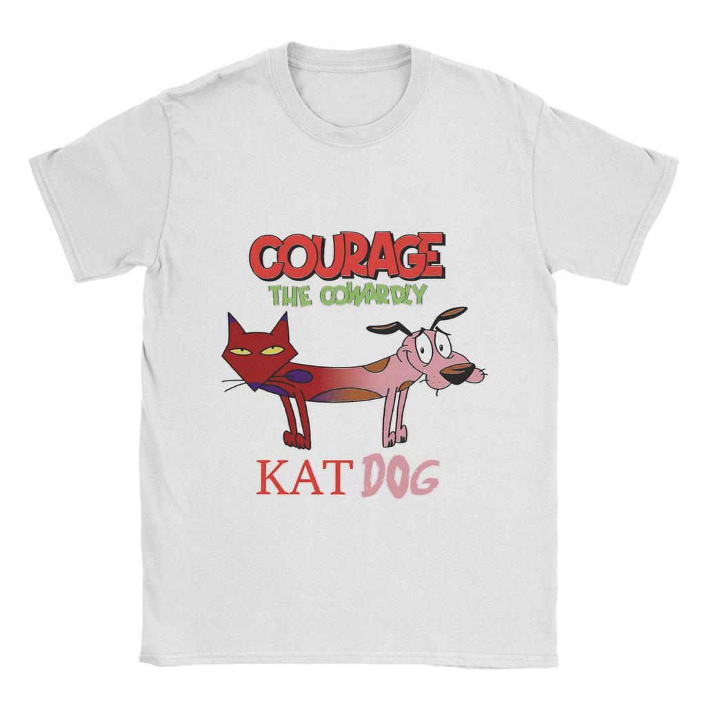 Футболки с собакой 'Courage Dog' для мужчин, из чистого хлопка, классные футболки, с круглым вырезом, короткий рукав, одежда с принтом