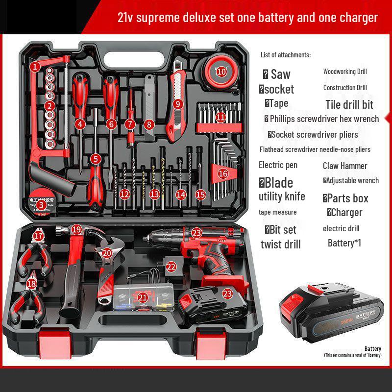 Cordless Multifunctional Drill Set: Electrician & Carpenter Repair Kit with Lithium Battery