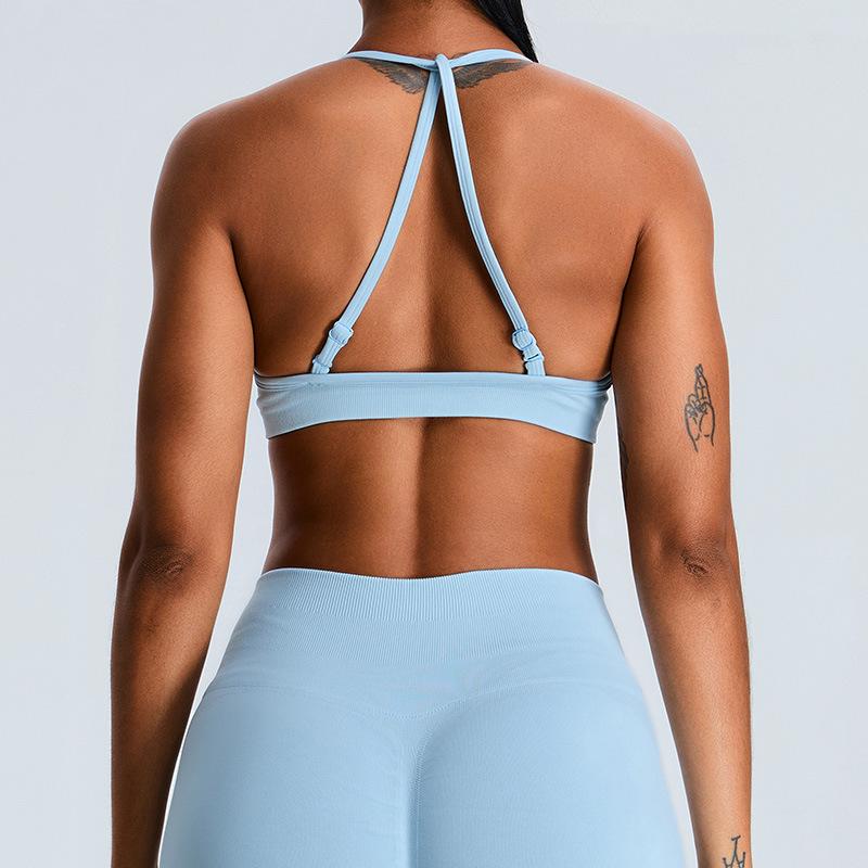 New Chest Pleated Sexy Yoga Bra For Women, Seamless Back Sports Bra, Quick Drying Running And Fitness Suit